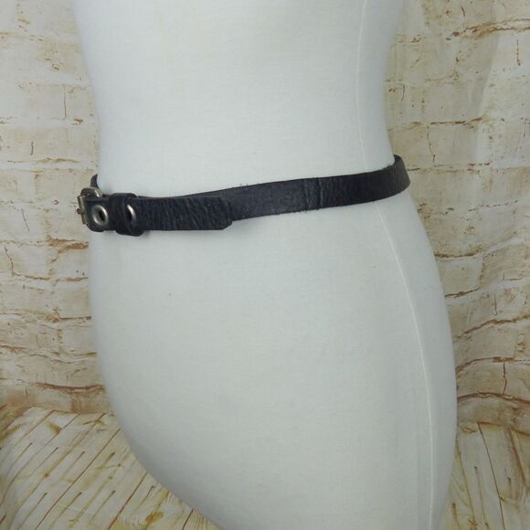 Black Pebbled Genuine Leather Grommet Belt Size 34 Narrow Punk Goth Y2K Rock Emo main image 8
